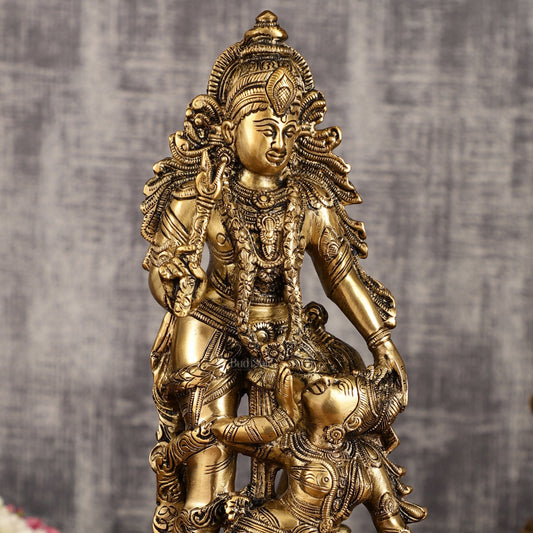 Pure Brass Kamadev and Rati Idol | 13 Inch Height | Vintage Brass Finish - Budhshiv.com