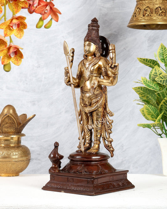 Pure Brass Kartikeya Murugan Swamy Statue – 14” dual tone - Budhshiv.com