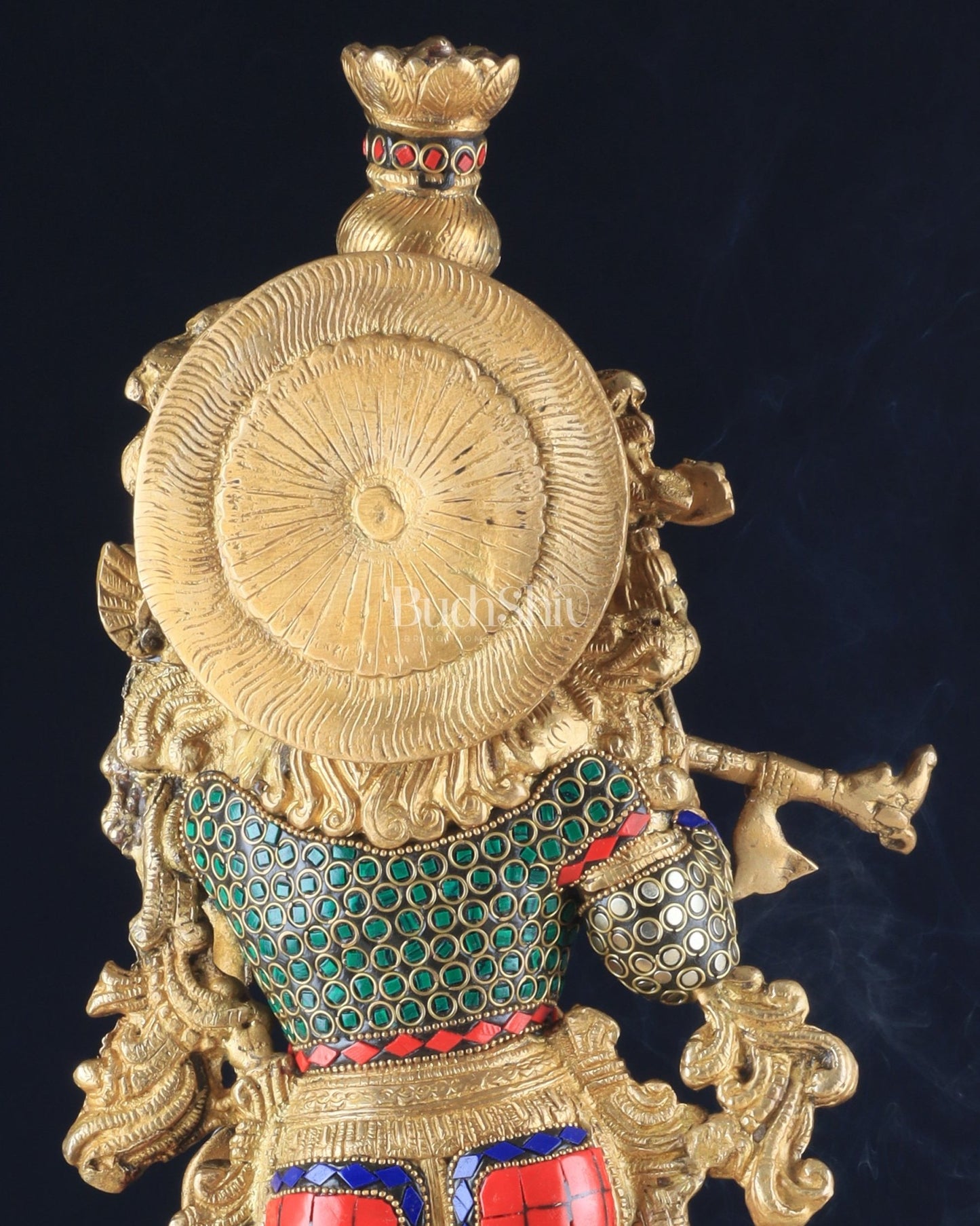 Pure Brass Krishna Statue - 21 inch meenakari delight - Budhshiv.com