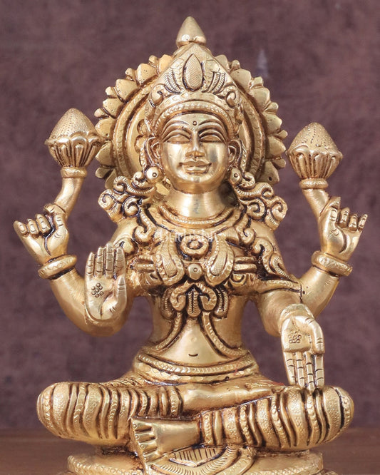 Pure Brass Lakshmi Idol - 7.5" Height - Budhshiv.com