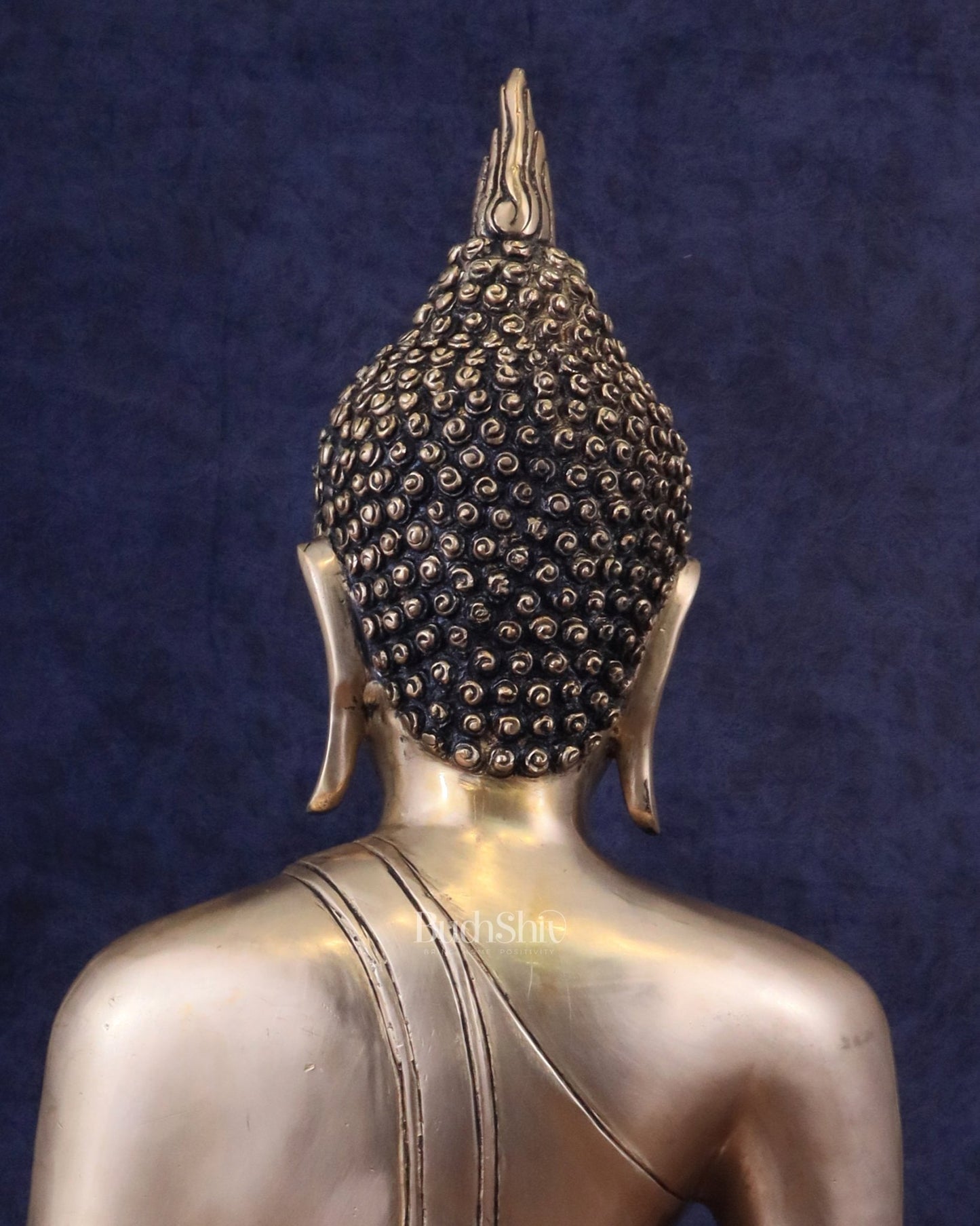 Pure Brass Large Buddha in Bhoomisparsha Nirvana Mudra - 23 - Budhshiv.com