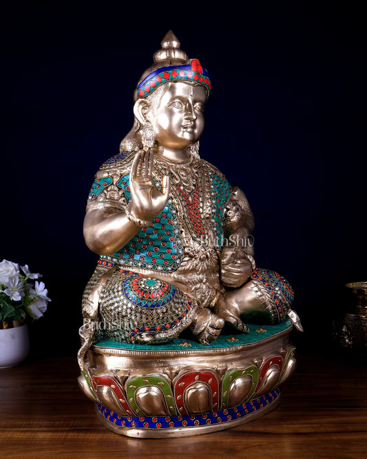 Pure Brass Large Kubera Statue – 22.5 Inch | God of Wealth - Budhshiv.com