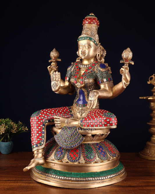 Pure Brass Large Lakshmi Mata Statue 24" - Budhshiv.com