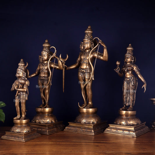Pure Brass Large Ram Darbar Idol Set - 26" - Budhshiv.com
