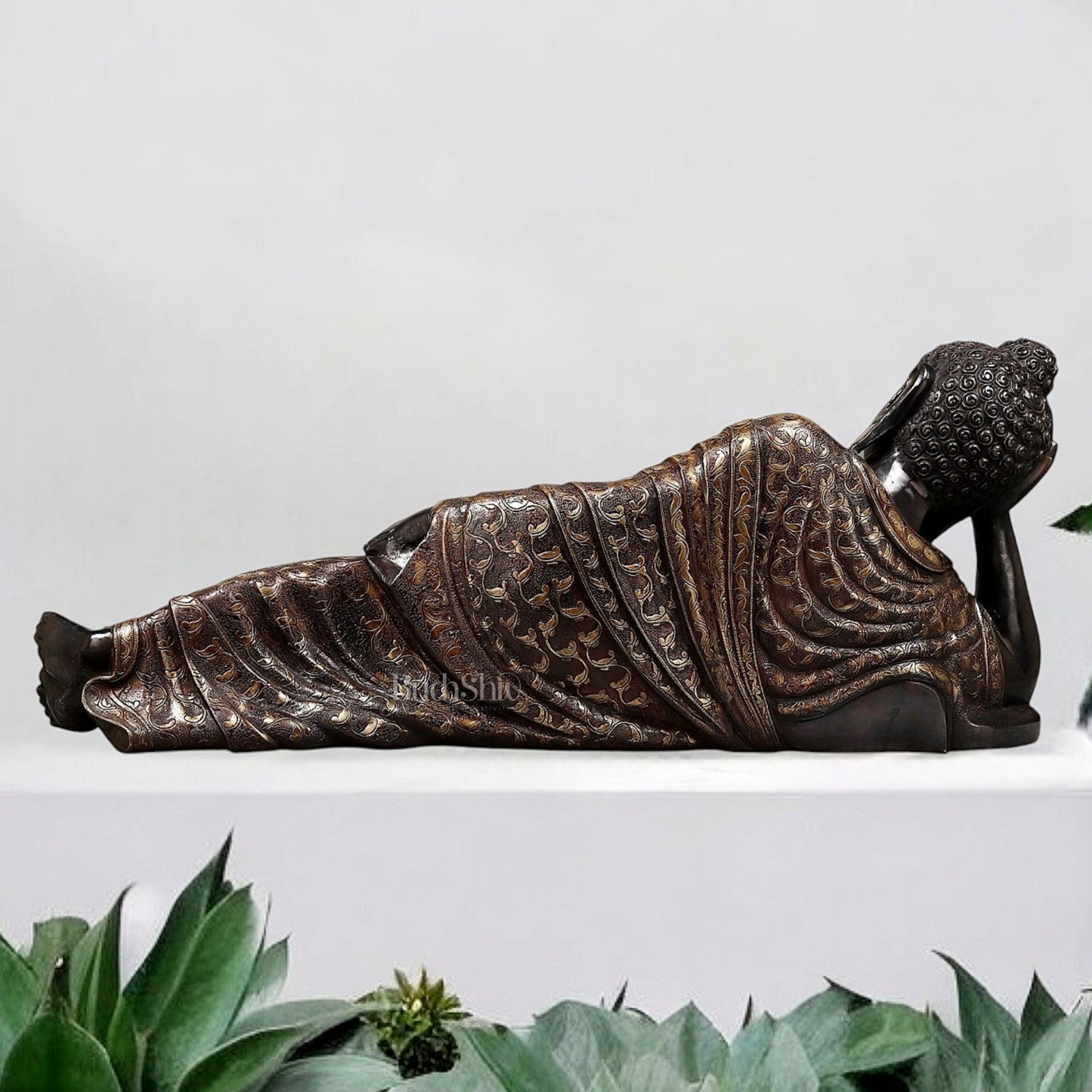 Pure Brass Large Resting Buddha Statue 47" - Budhshiv.com