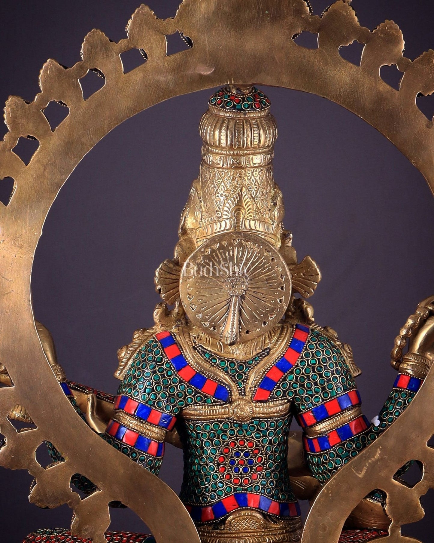 Pure Brass Large Saraswati Devi Statue with Meenakari Stonework – 27" - Budhshiv.com