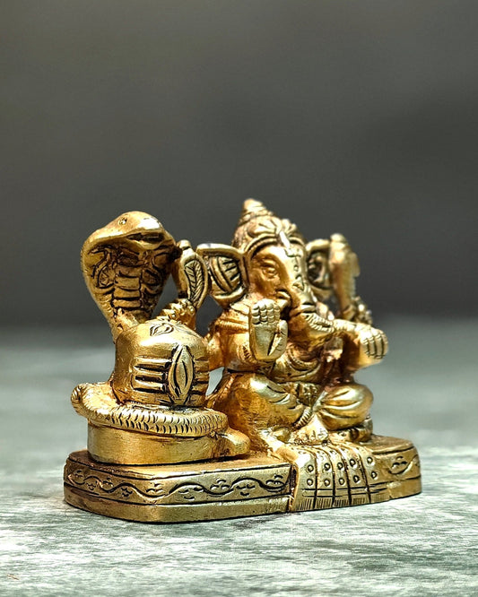 Pure Brass Lord anesha with shiv ling idol - Budhshiv.com