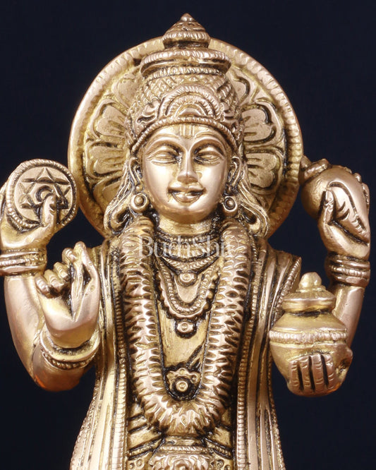 Pure Brass Lord Dhanvantari Statue – Finely Crafted, 9.5 Inch - Budhshiv.com