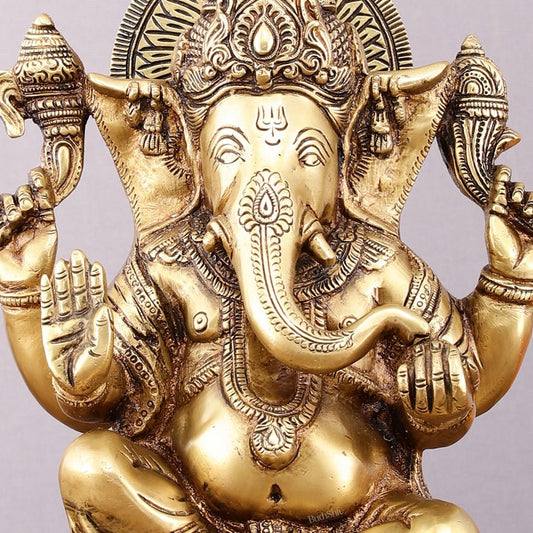 Pure Brass Lord Ganesha Idol – 8" - Budhshiv.com