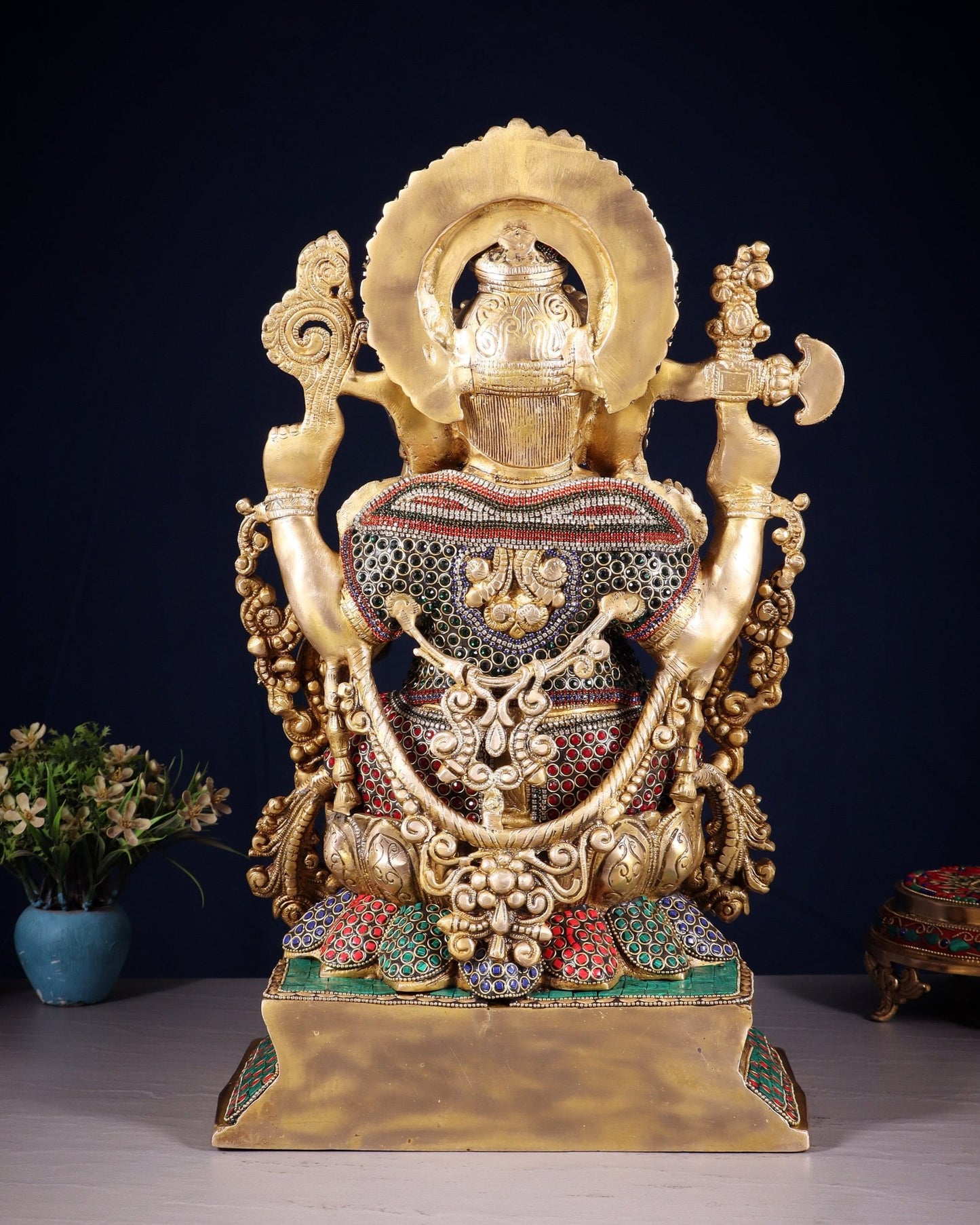 Pure Brass Lord Ganesha Idol with Jewellers Meenakari 18" - Budhshiv.com