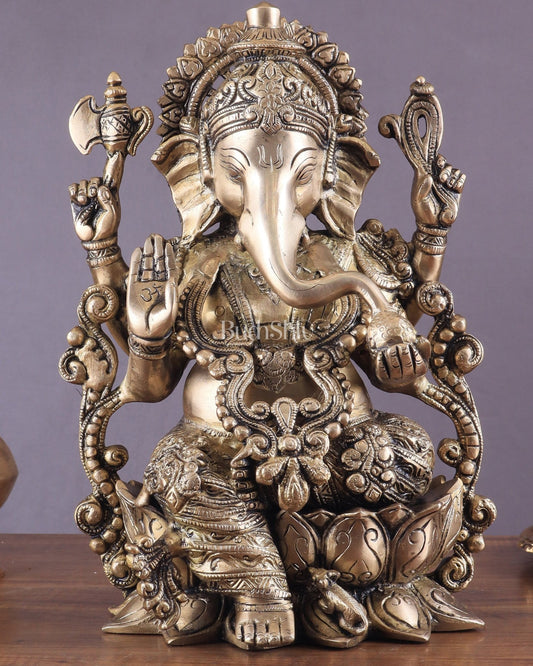 Pure Brass Lord Ganesha Idol with matte Finish - Budhshiv.com