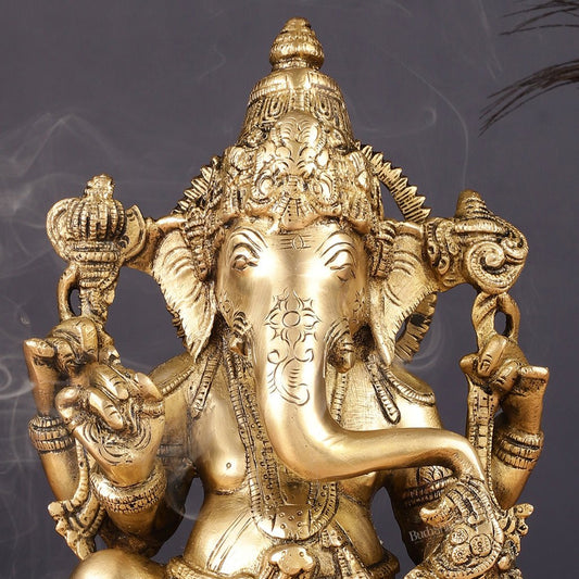 Pure Brass Lord Ganesha Statue 10" finely crafted - Budhshiv.com