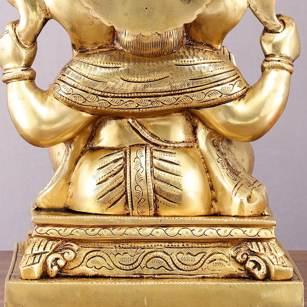 Pure Brass Lord Ganesha Statue - 12" Sacred Sculpture - Budhshiv.com