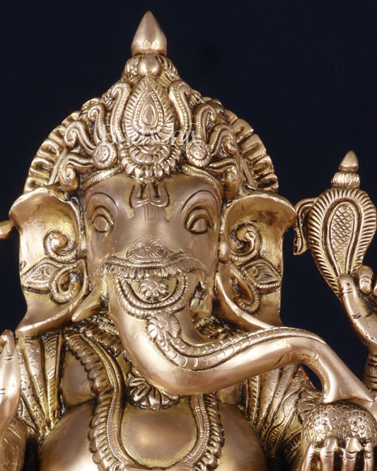 Pure Brass Lord Ganesha Statue – Unique Design, 15 Inch - Budhshiv.com
