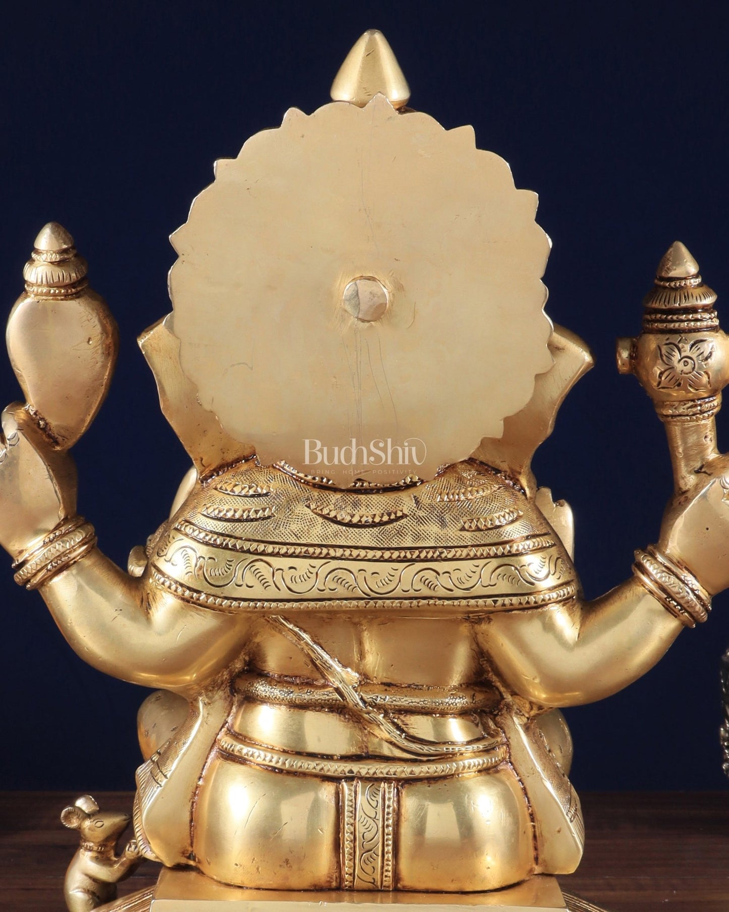 Pure Brass Lord Ganesha Unique Statue with Fine Carvings 11.5" - Budhshiv.com