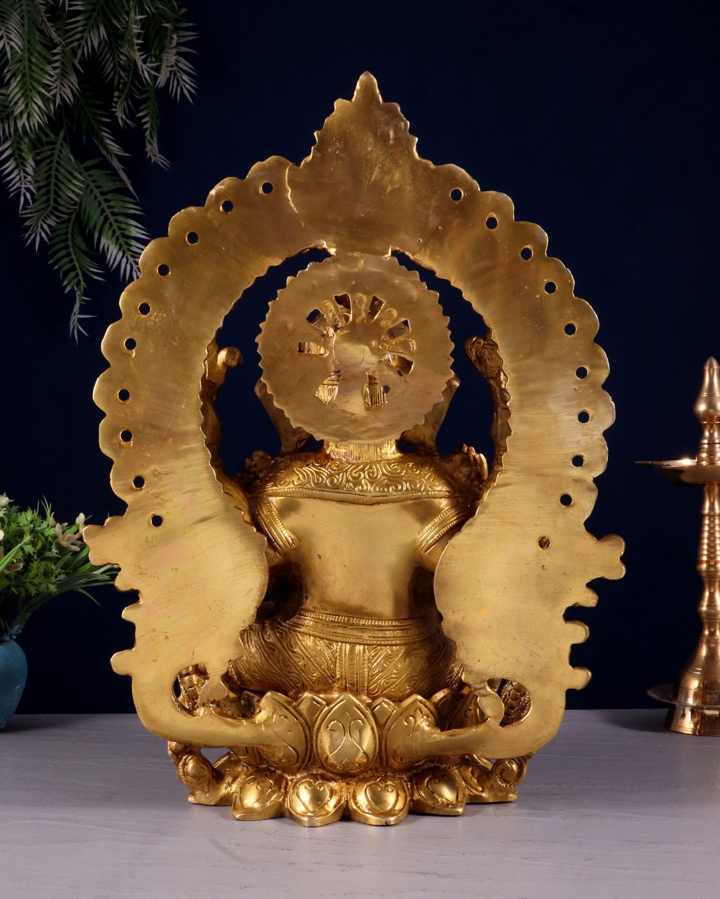 Pure Brass Lord Ganesha with Prabhavali Arch Statue – Fine Quality 15 inch - Budhshiv.com