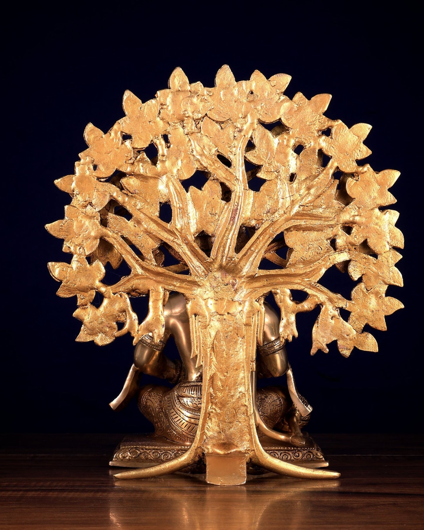 Pure Brass Lord Hanuman in Meditation with Kalpavriksha Tree | Superfine Detailing 12 inch - Budhshiv.com