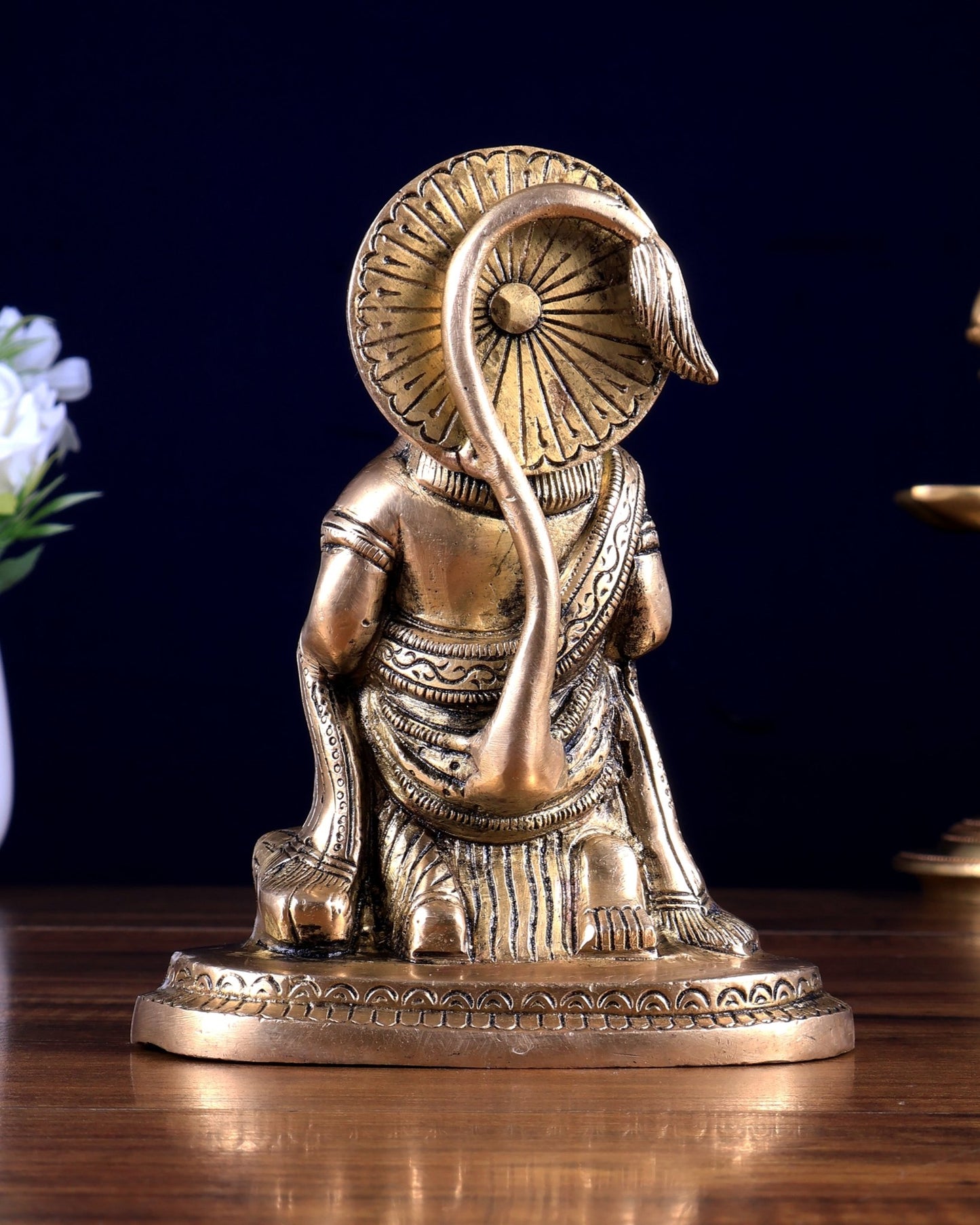 Pure Brass Lord Hanuman Kneeling Blessing Statue 6 inch - Budhshiv.com