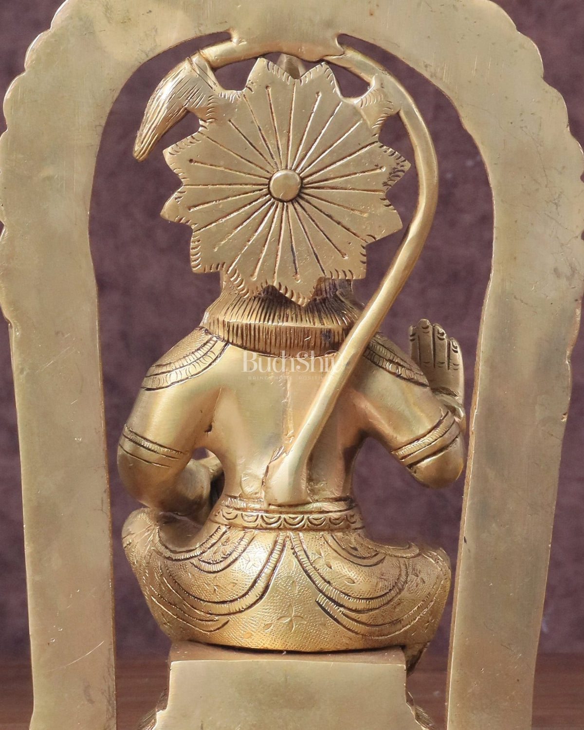 Pure Brass Lord Hanuman Seated on Throne Idol - 8" - Budhshiv.com