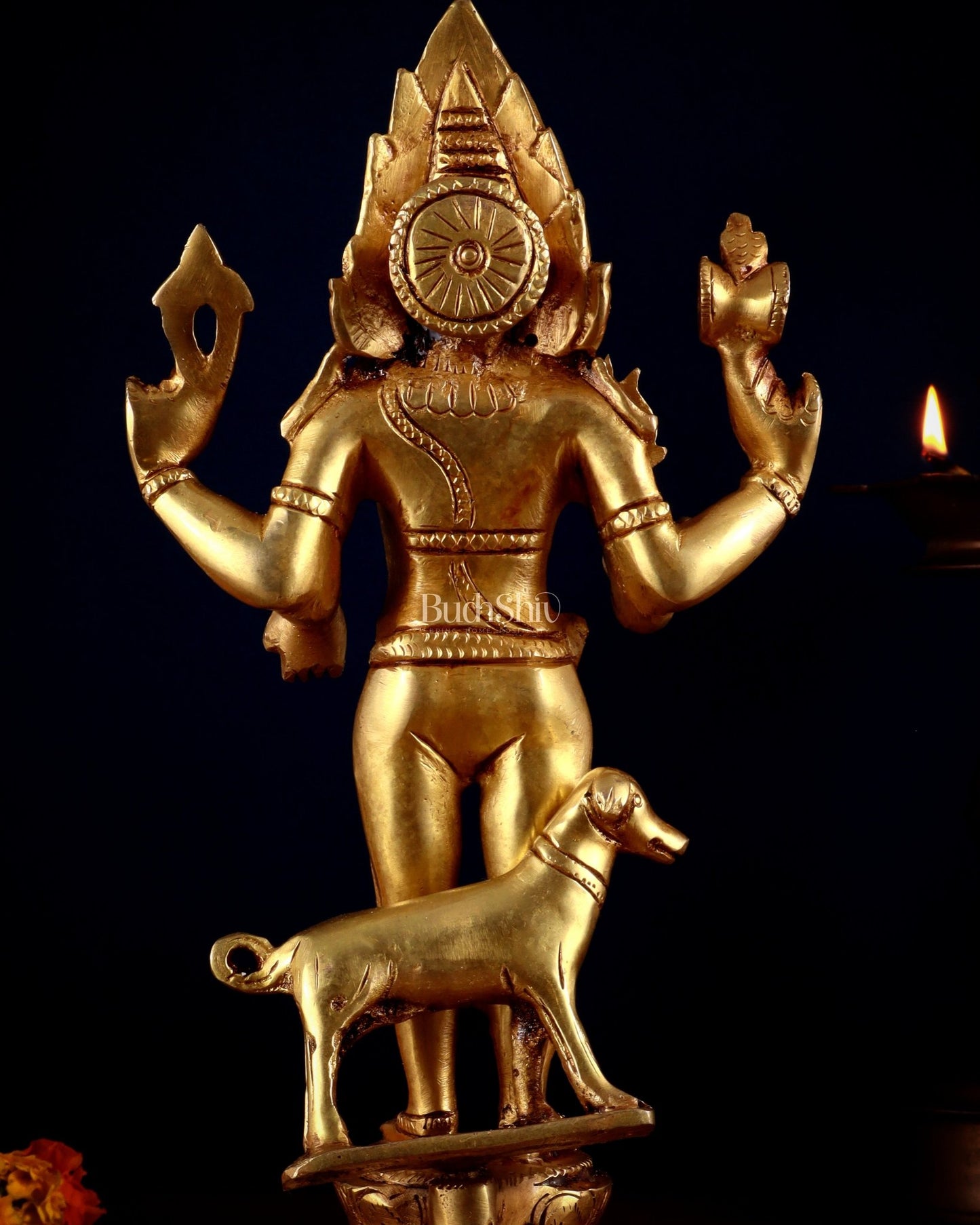 Pure Brass Lord Kaal Bhairava Superfine Statue – 12 Inch - Budhshiv.com