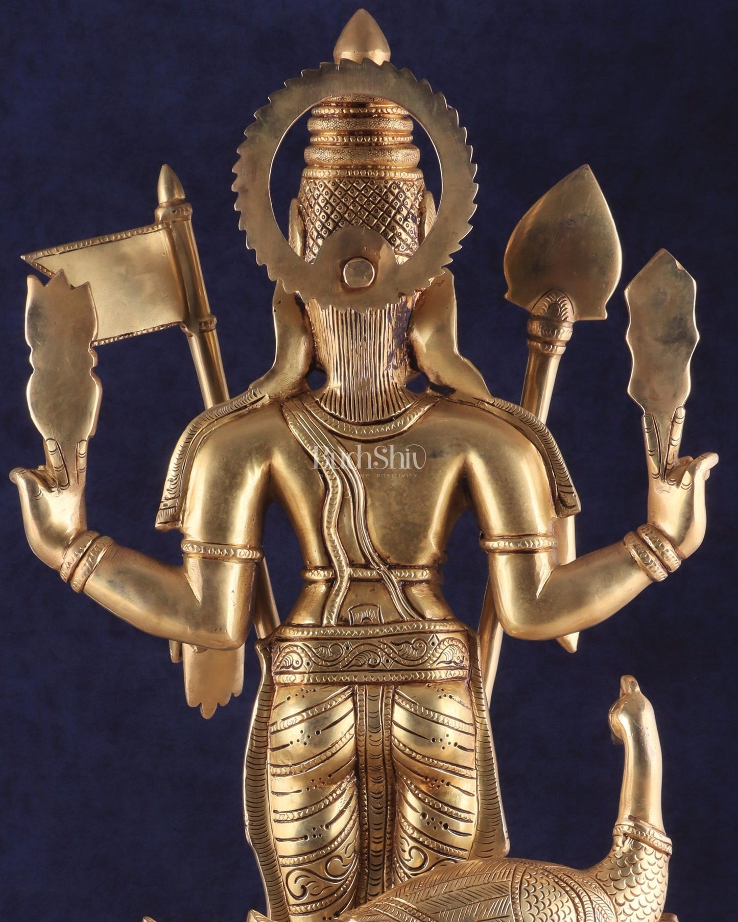 Pure Brass Lord Kartikeya Murugan Swamy Statue | large size Intricately Handcrafted Divine Idol 25" - Budhshiv.com