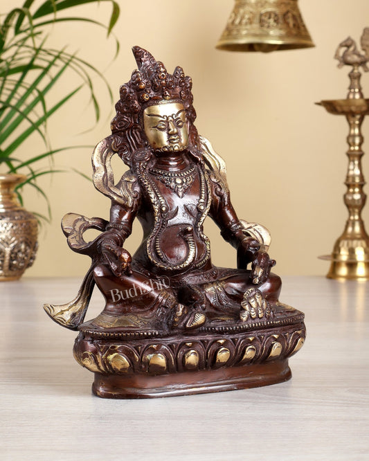 Pure Brass Lord Kuber Statue dual tone 9" - Budhshiv.com