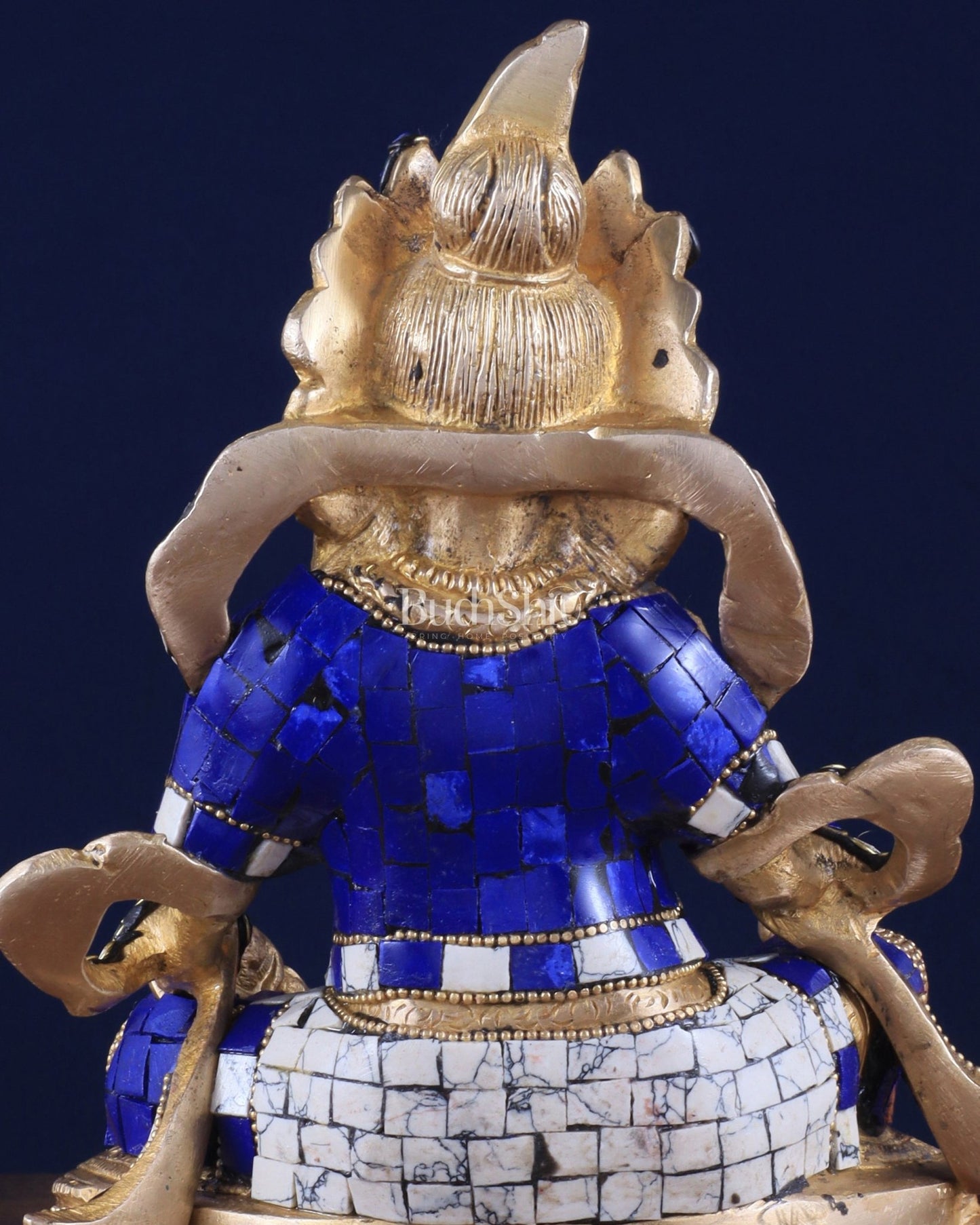 Pure Brass Lord Kuber Statue with Stonework 9" - Budhshiv.com
