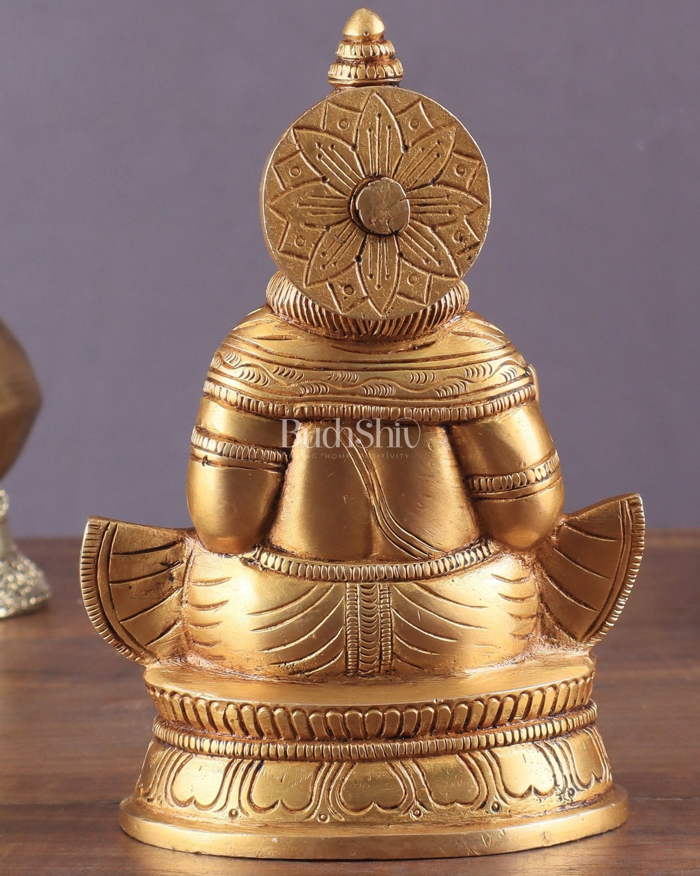 Pure Brass Lord Kubera Idol with Superfine Carvings 5.5" - Budhshiv.com