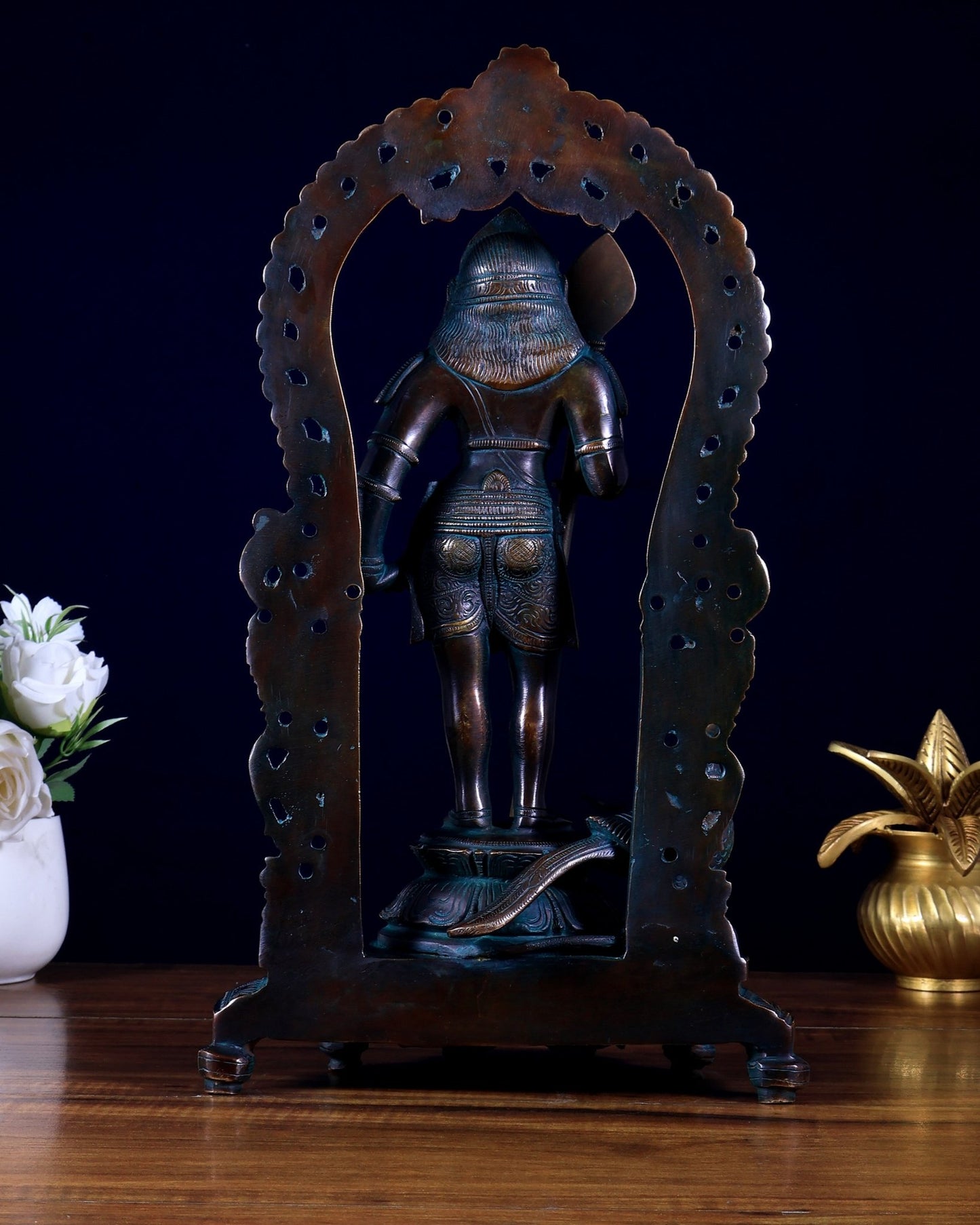 Pure Brass Lord Murugan with Prabhavali – Unique Mukunda Kartikeya Statue 14.5" - Budhshiv.com