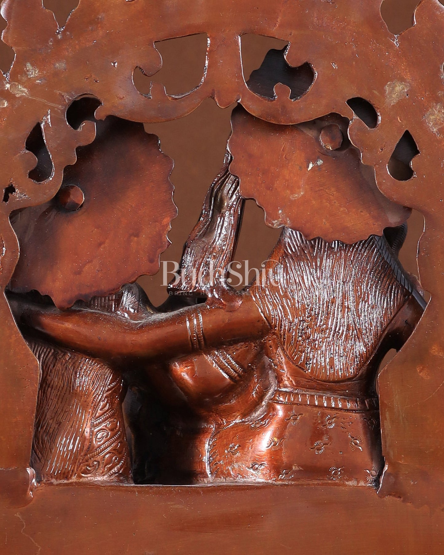 Pure Brass Lord Shiv Parvati with Ganesha Idol and Prabhavali 10.7 inch double chola - Budhshiv.com