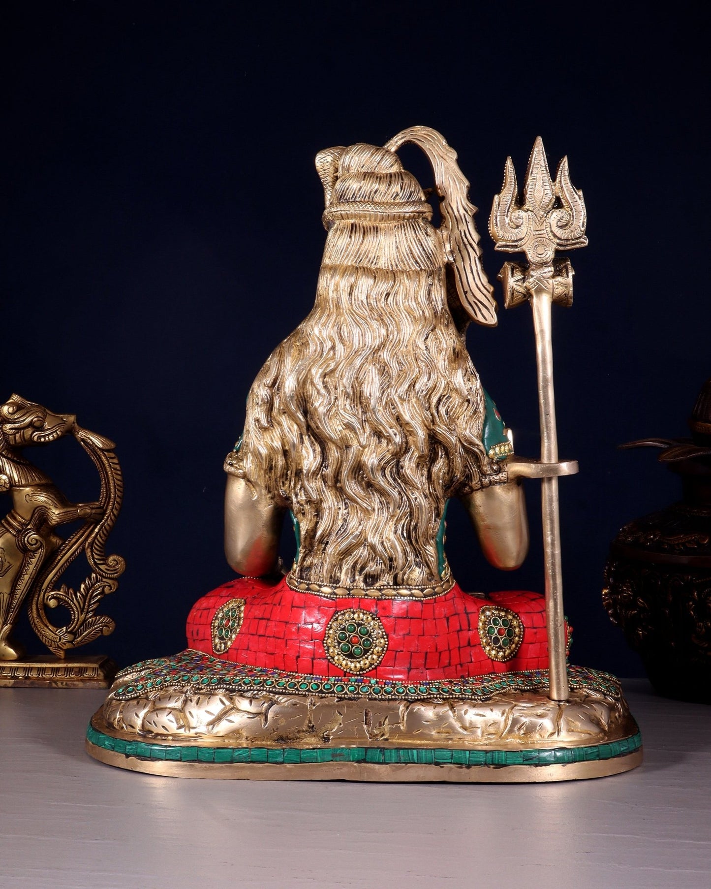 Pure Brass Lord Shiva Idol with Open Eyes 15" - Budhshiv.com