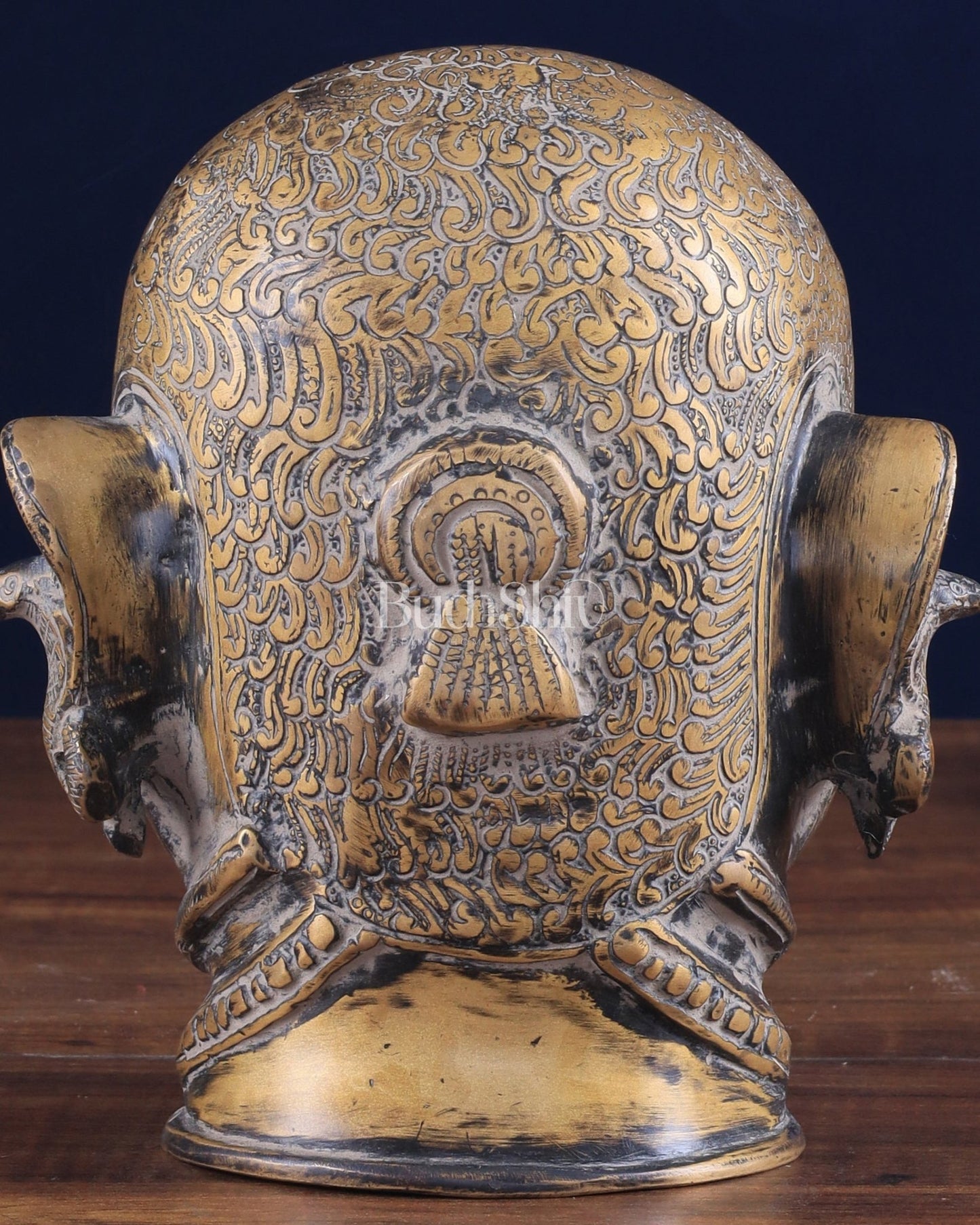 Pure Brass Lord Shiva Mukhalingam Face Statue - Vintage Tone 6" - Budhshiv.com