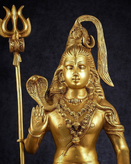 Pure Brass Lord Shiva Statue - 18" - Budhshiv.com