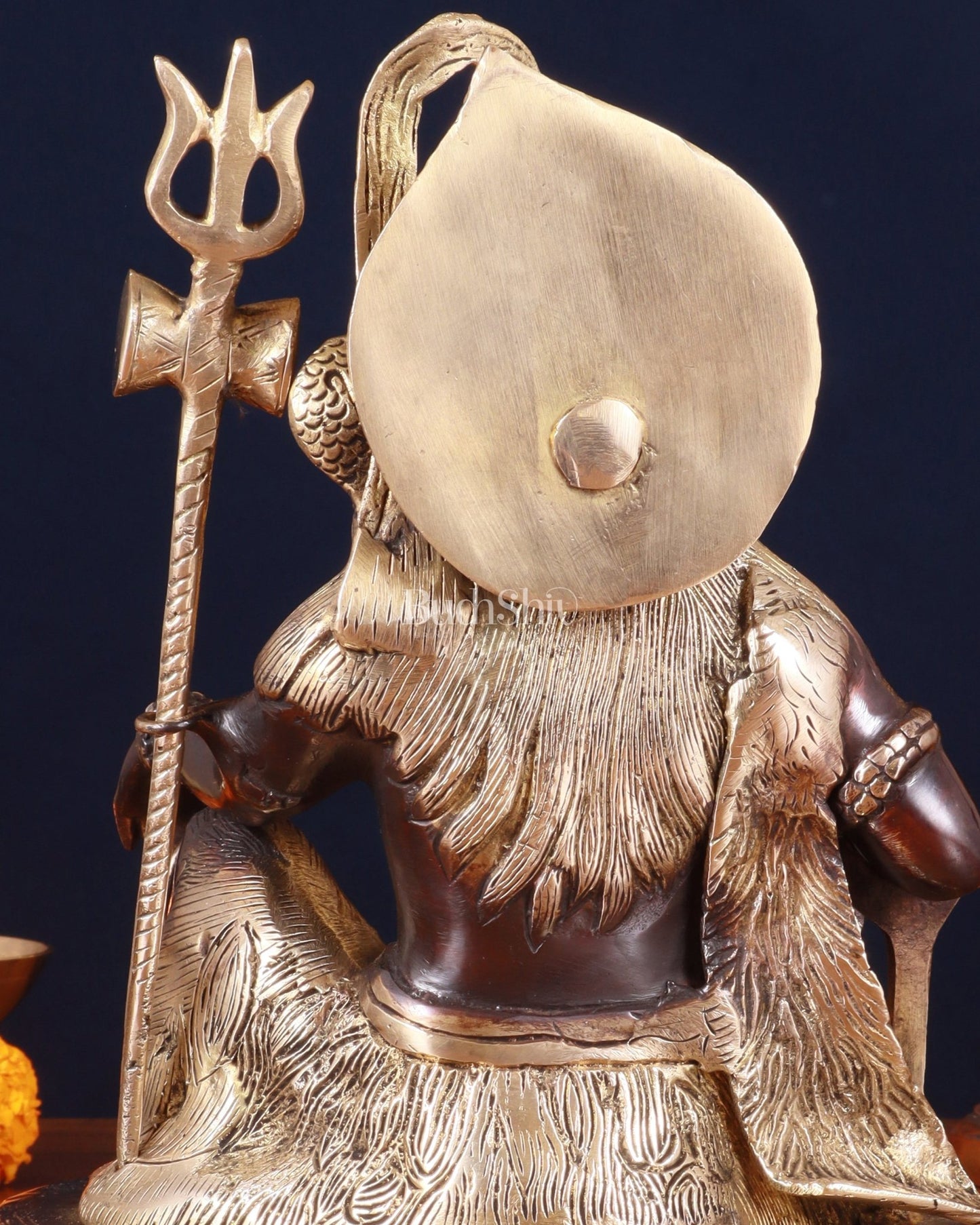 Pure Brass Lord Shiva with Nandi & Shiv Ling Statue – Black Finish, 10 Inch - Budhshiv.com