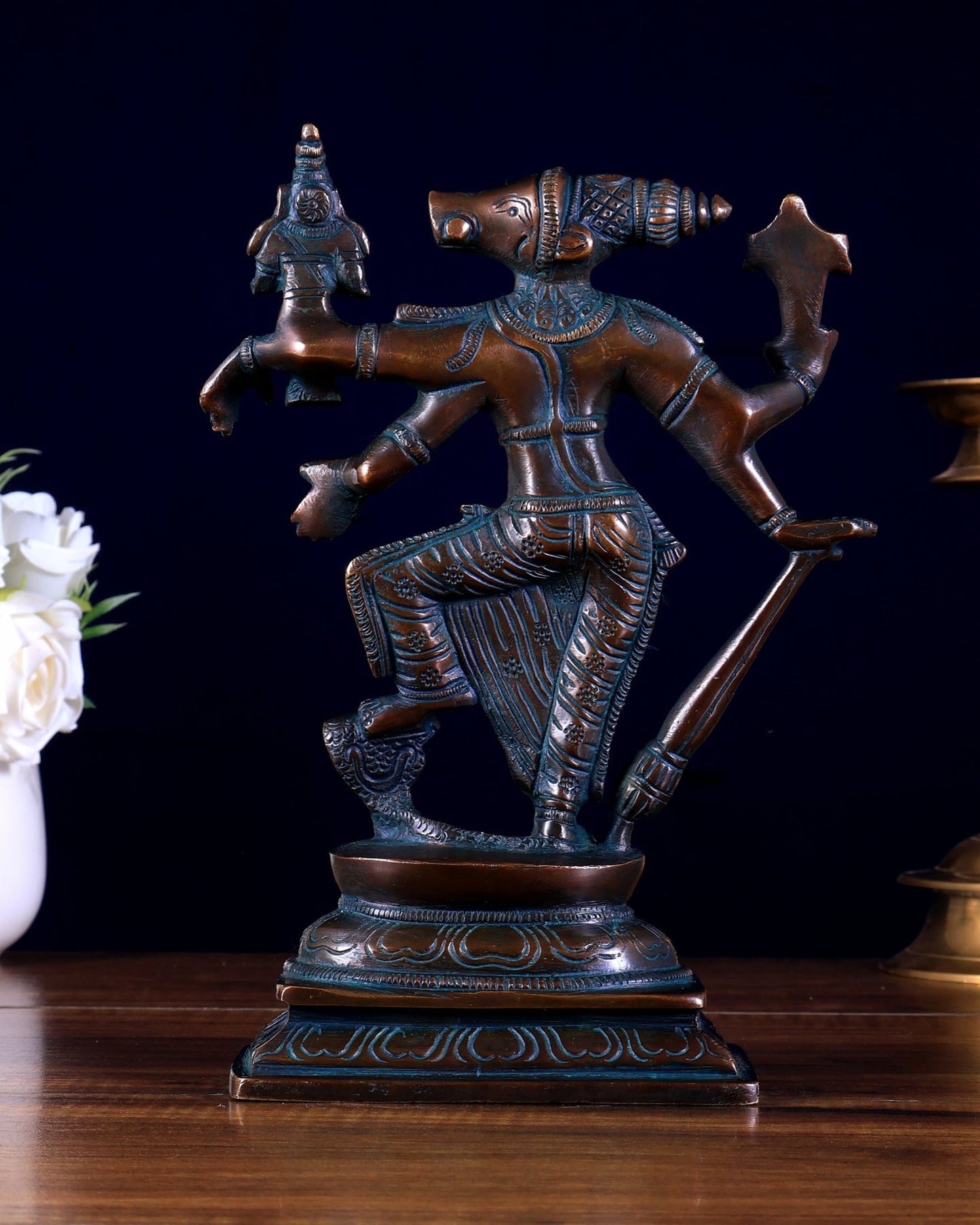 Pure Brass Lord Varaha with Lakshmi Bhumi Devi – 8.5 inch - Budhshiv.com