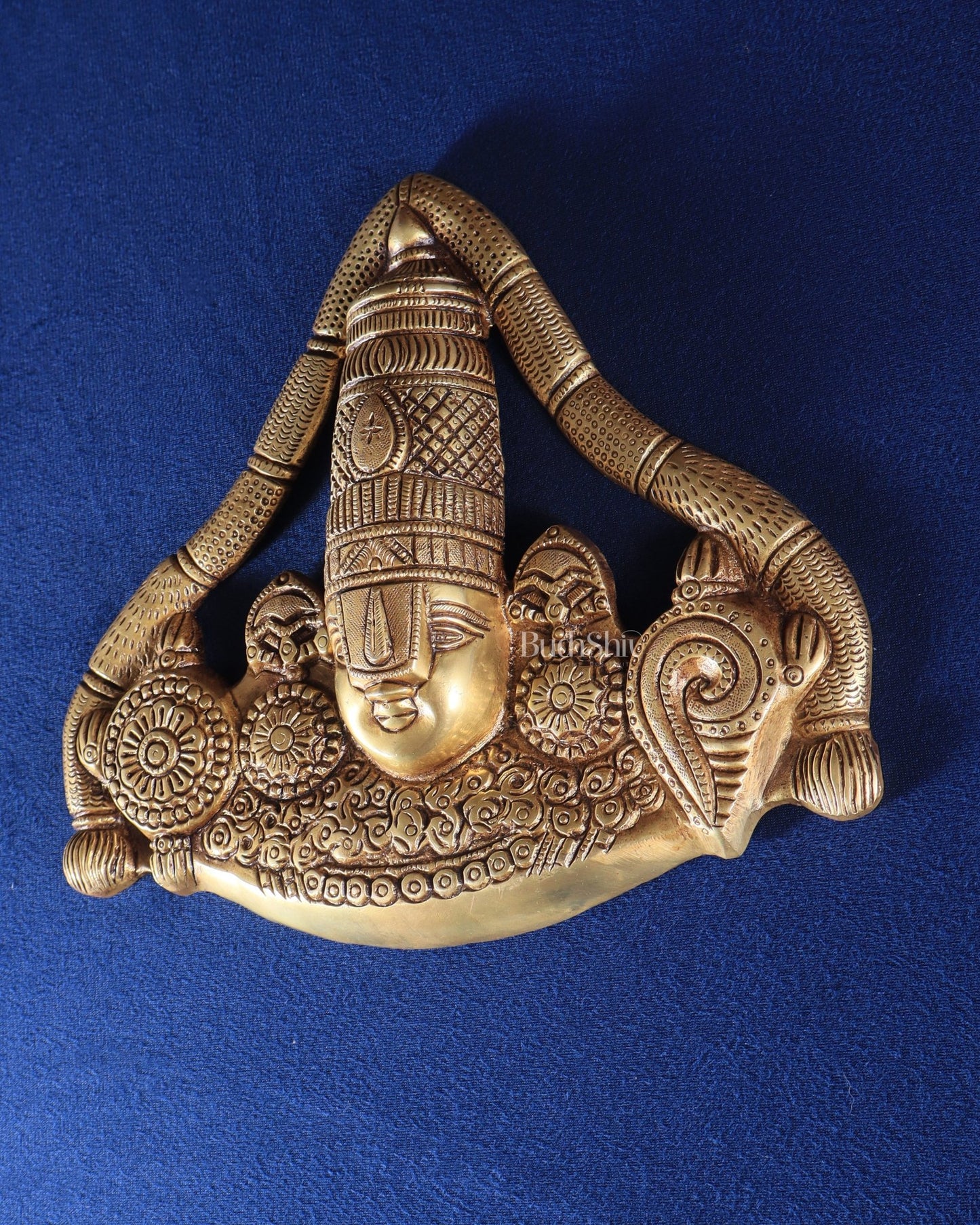 Pure Brass Lord Venkateshwara Tirupati Balaji face Wall Hanging 10 inch - Budhshiv.com