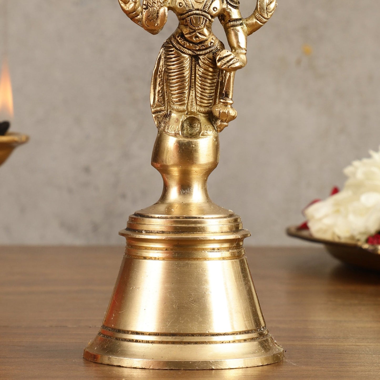 Pure Brass Lord Vishnu Hand Bell - 6.5 in Height - Budhshiv.com