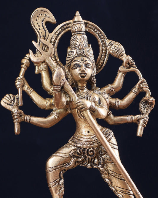 Pure Brass Mahishasur Mardini Durga Idol 8" - Budhshiv.com