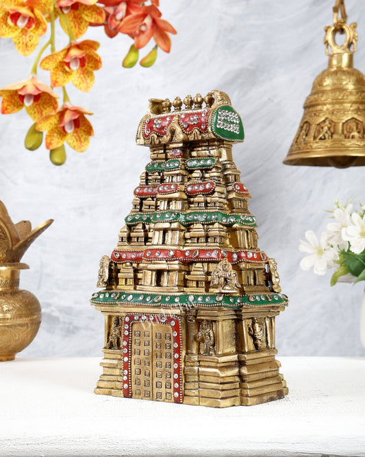 Pure Brass Meenakshi Temple Replica – 9.5 Inch with meenakari - Budhshiv.com