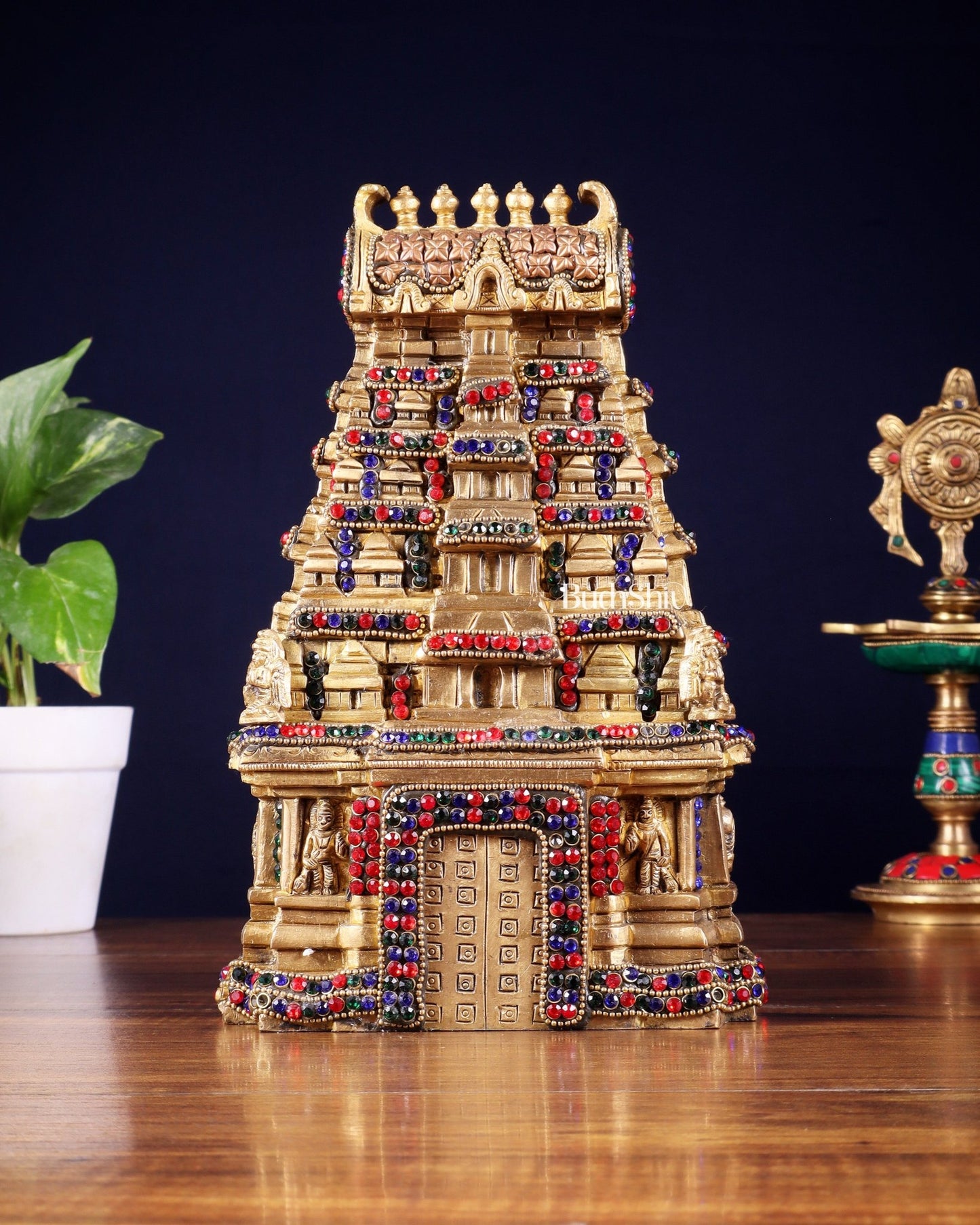 Pure Brass Meenakshi Temple Replica – 9.5 Inch - Budhshiv.com