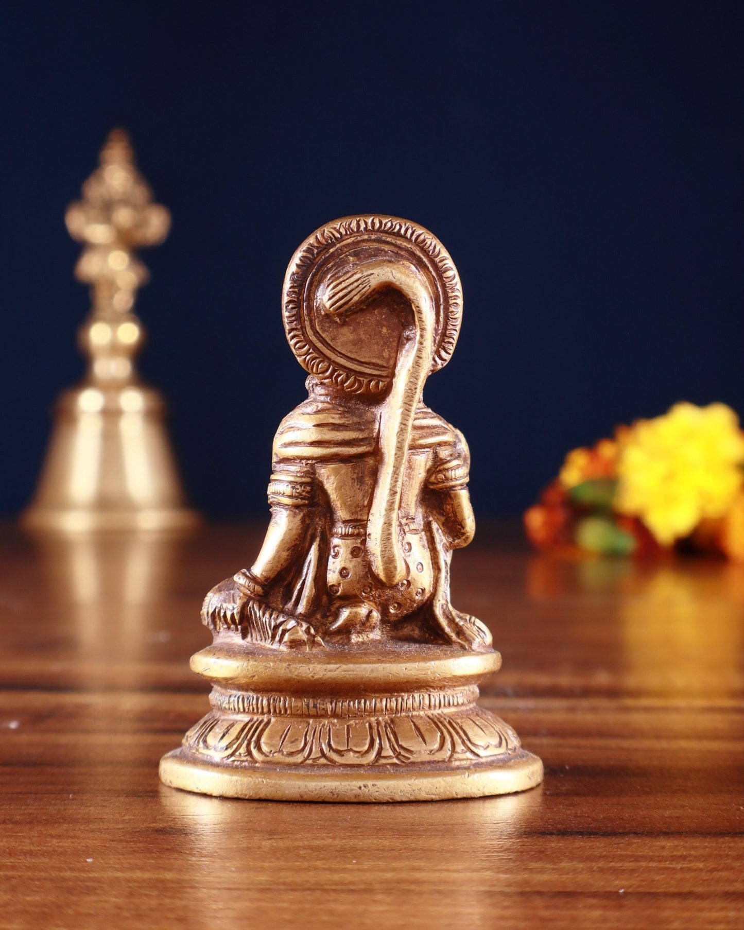 Pure Brass Miniature Hanuman Ji Idol in Blessing Mudra 3" - Budhshiv.com