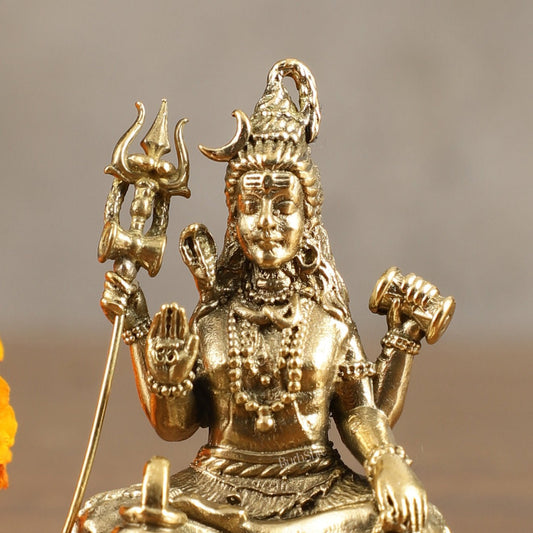 Pure Brass Miniature Lord Shiva Idol - 2 Inch - Budhshiv.com