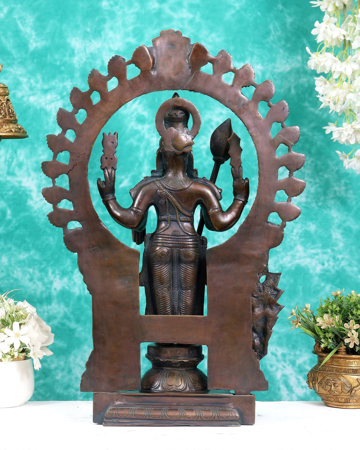Pure Brass Murugan with Prabhavali Arch 23 inch bronze tone - Budhshiv.com