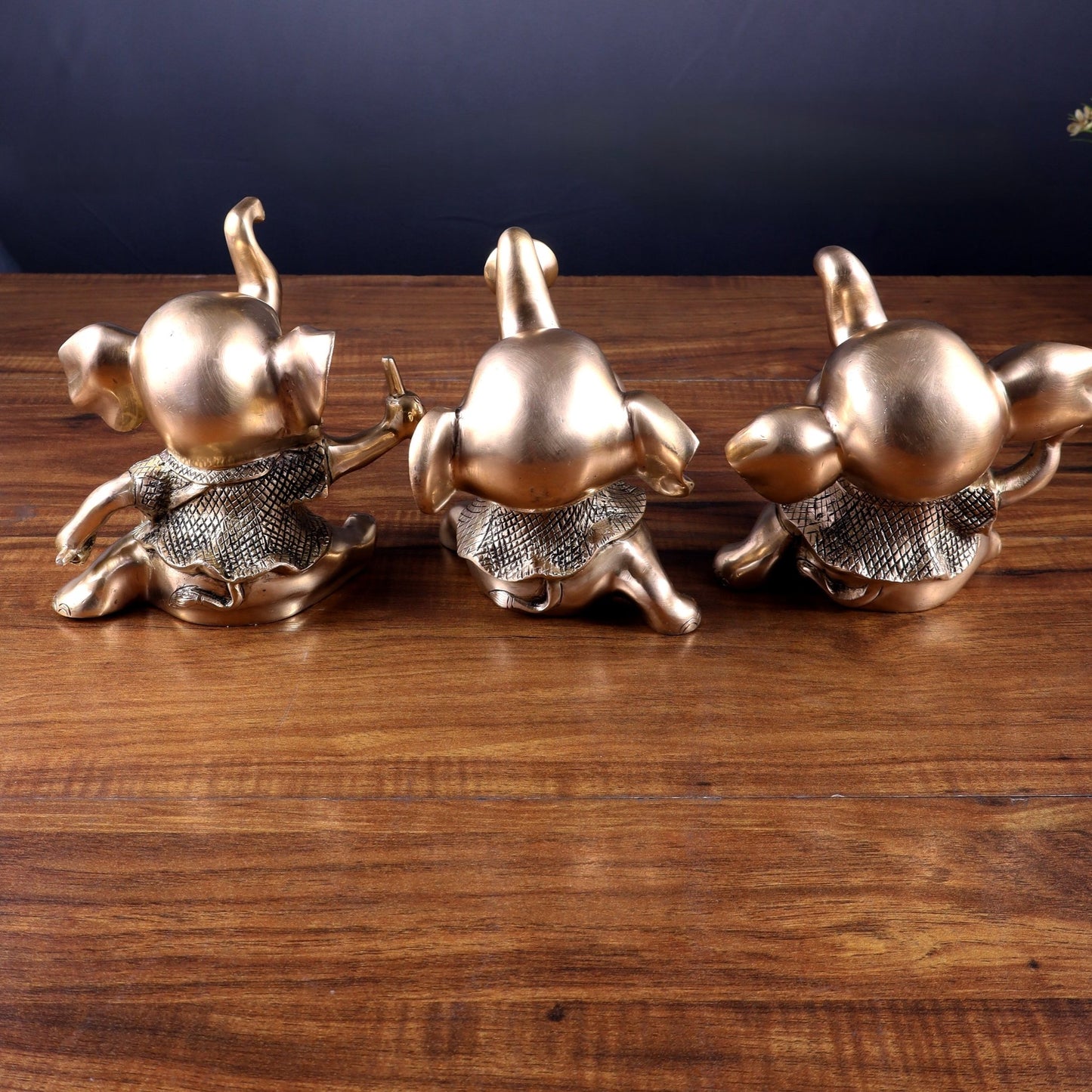 Pure Brass Musical Baby Elephants Set | 7 Inch (17.8 cm) | 8 kg Trio - Budhshiv.com