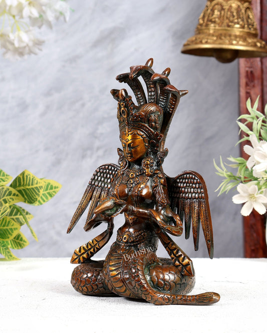 Pure Brass Naga Kanya Idol – Chola Tone Finish 8.5" - Budhshiv.com