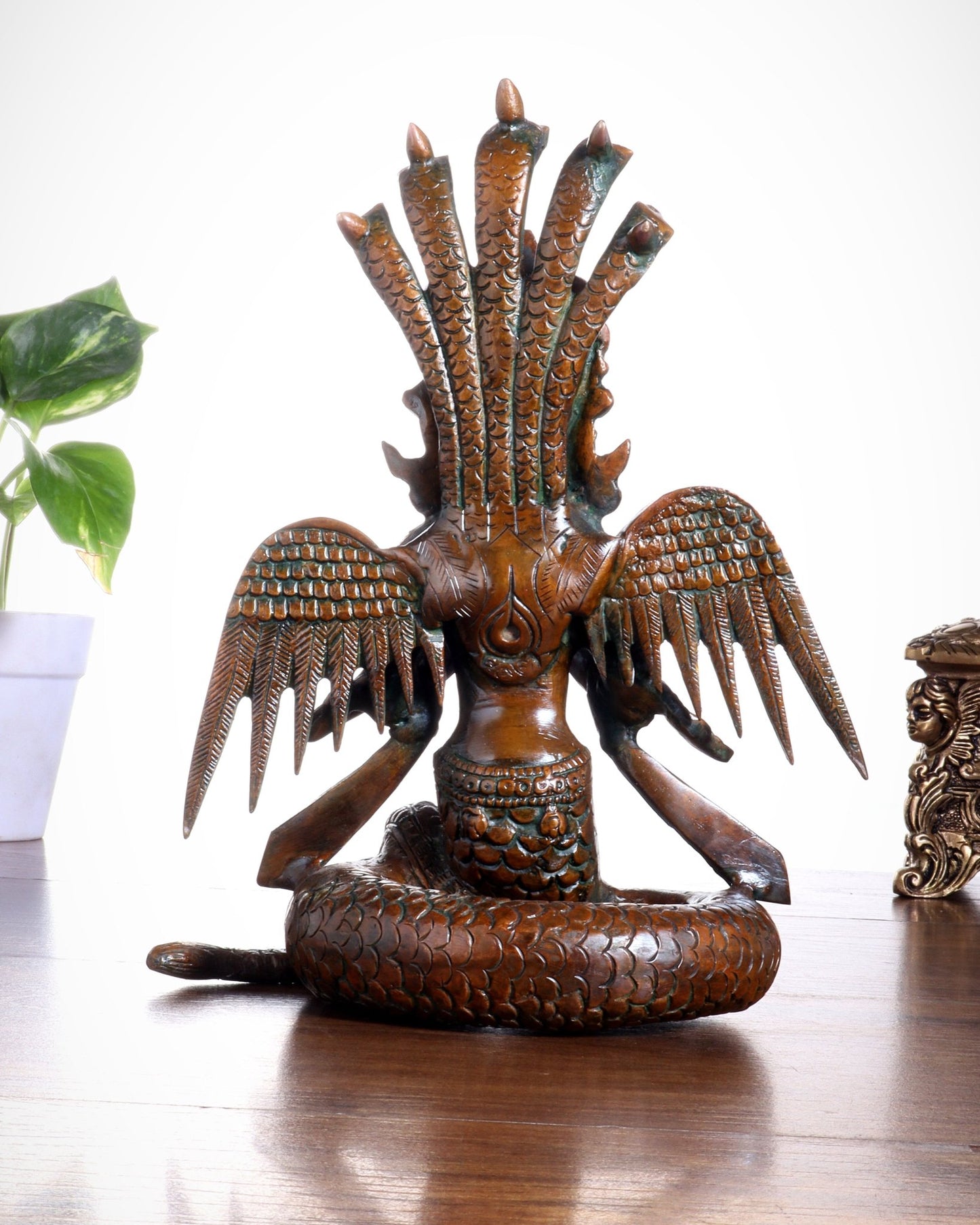 Pure Brass Naga Kanya Idol – Chola Tone Finish 8.5" - Budhshiv.com