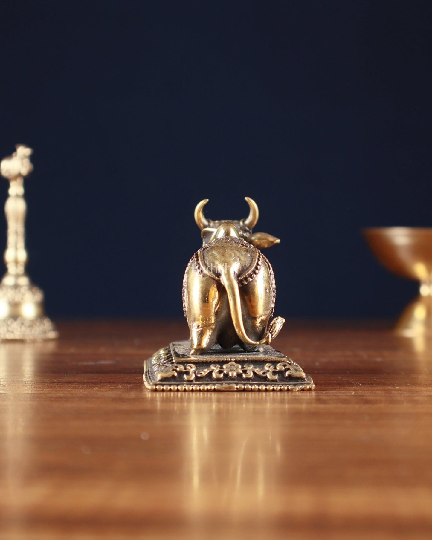 Pure Brass nandi Idol – Superfine, 4" - Budhshiv.com