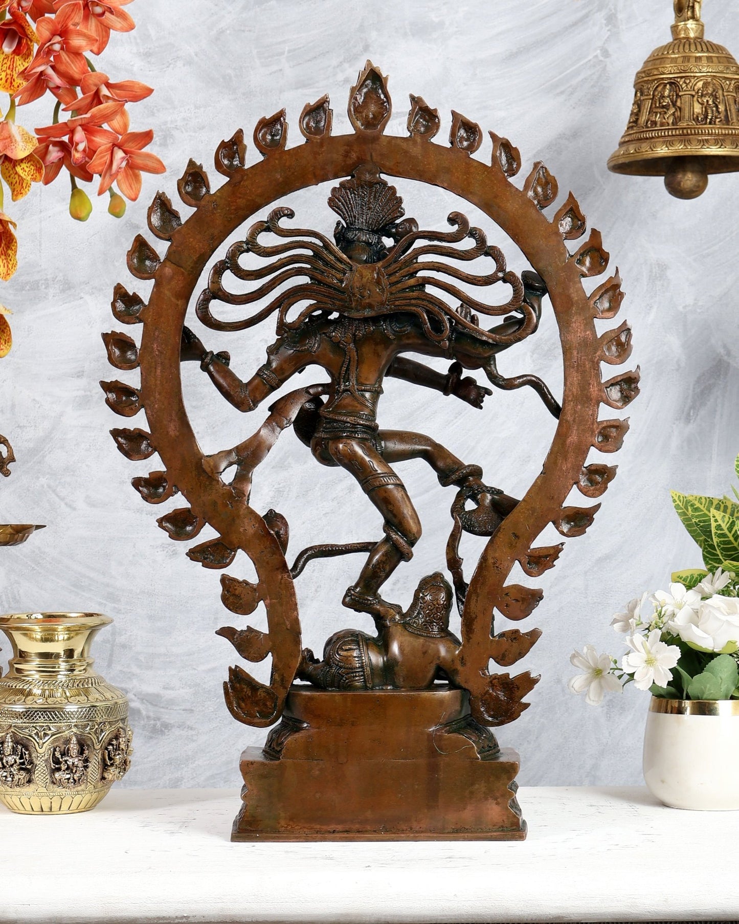 Pure Brass Nataraja Statue - Height 21.5" added copper - Budhshiv.com