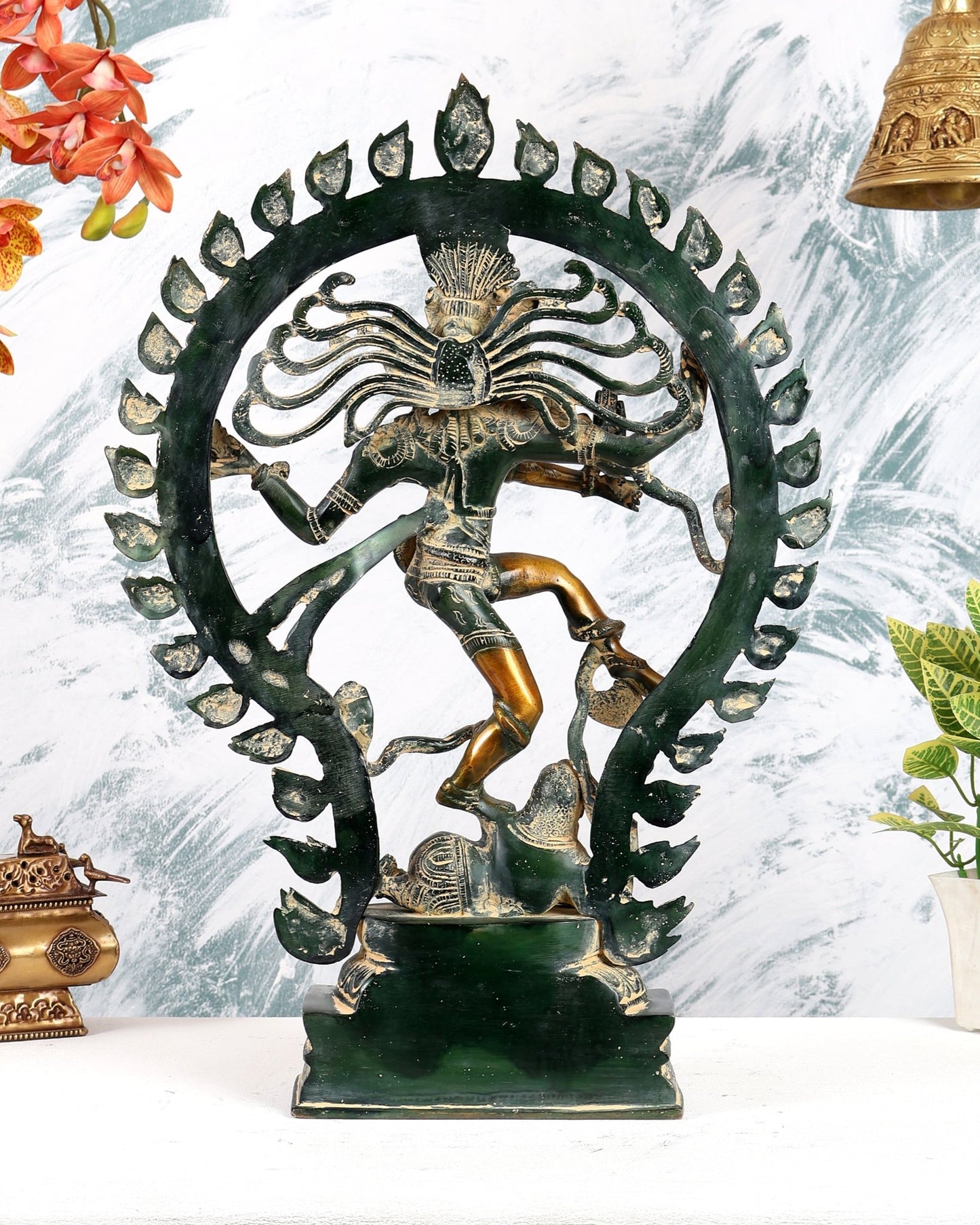 Pure Brass Nataraja Statue - Height 21.5" sand finish - Budhshiv.com