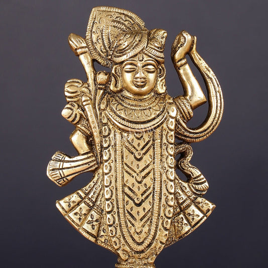 Pure Brass Nathdwara Shreenath Ji Idol 7" - Budhshiv.com
